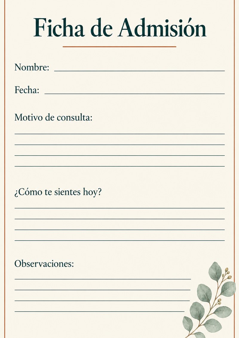 Página de la ficha de admisión